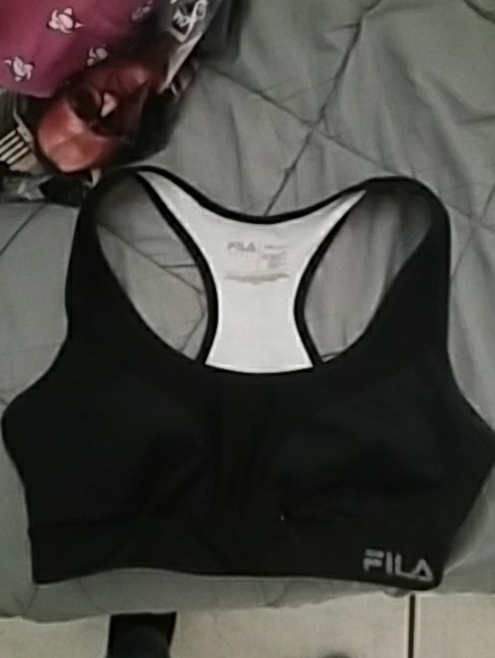 Fila Black Racerback Sports Bra with White Interior